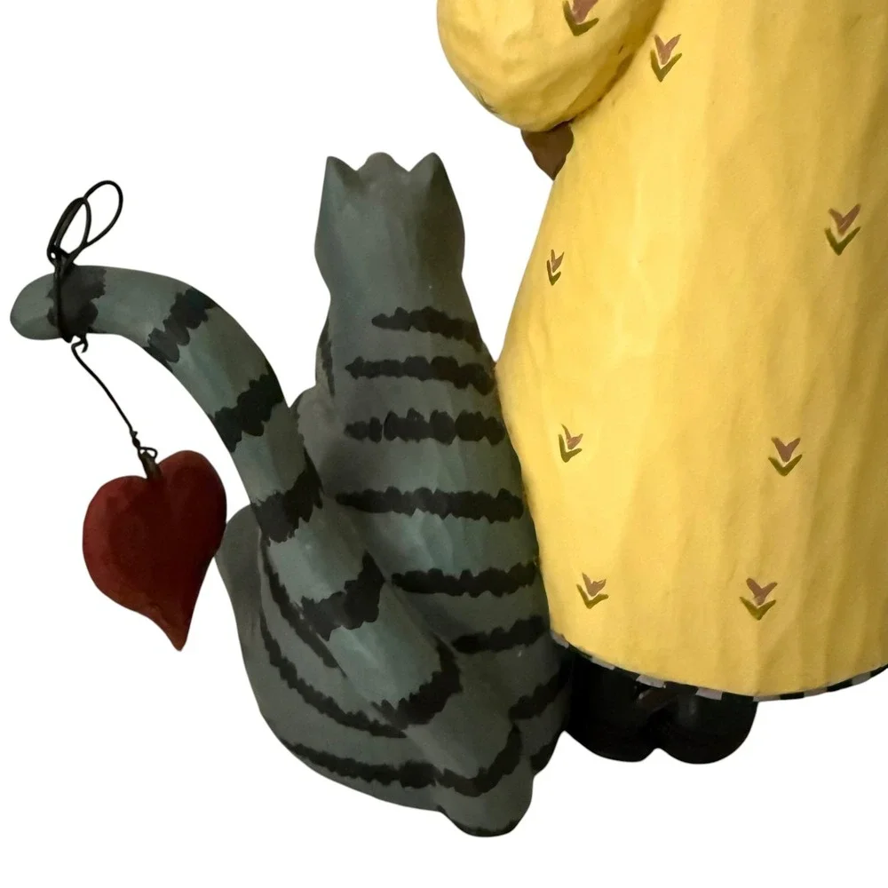 Vtg‎ Williraye Studio Figurine Harvesting Love Yellow Cat Resin Folk Art Mint